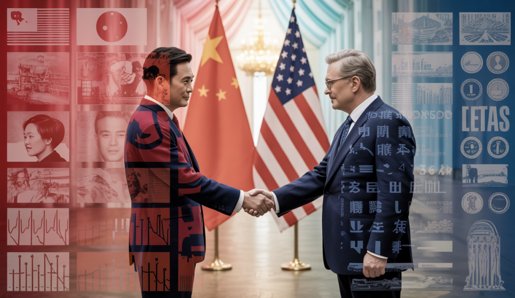 Illustration de l'accord-cadre commercial sino-américain signé à Londres