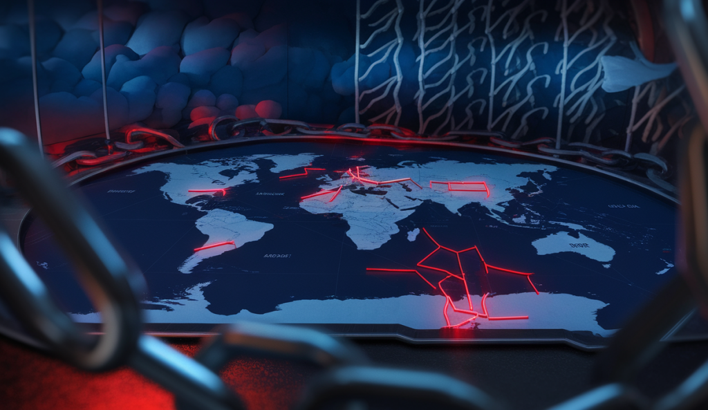 Représentation visuelle des événements internationaux de 2025, incluant des crises géopolitiques