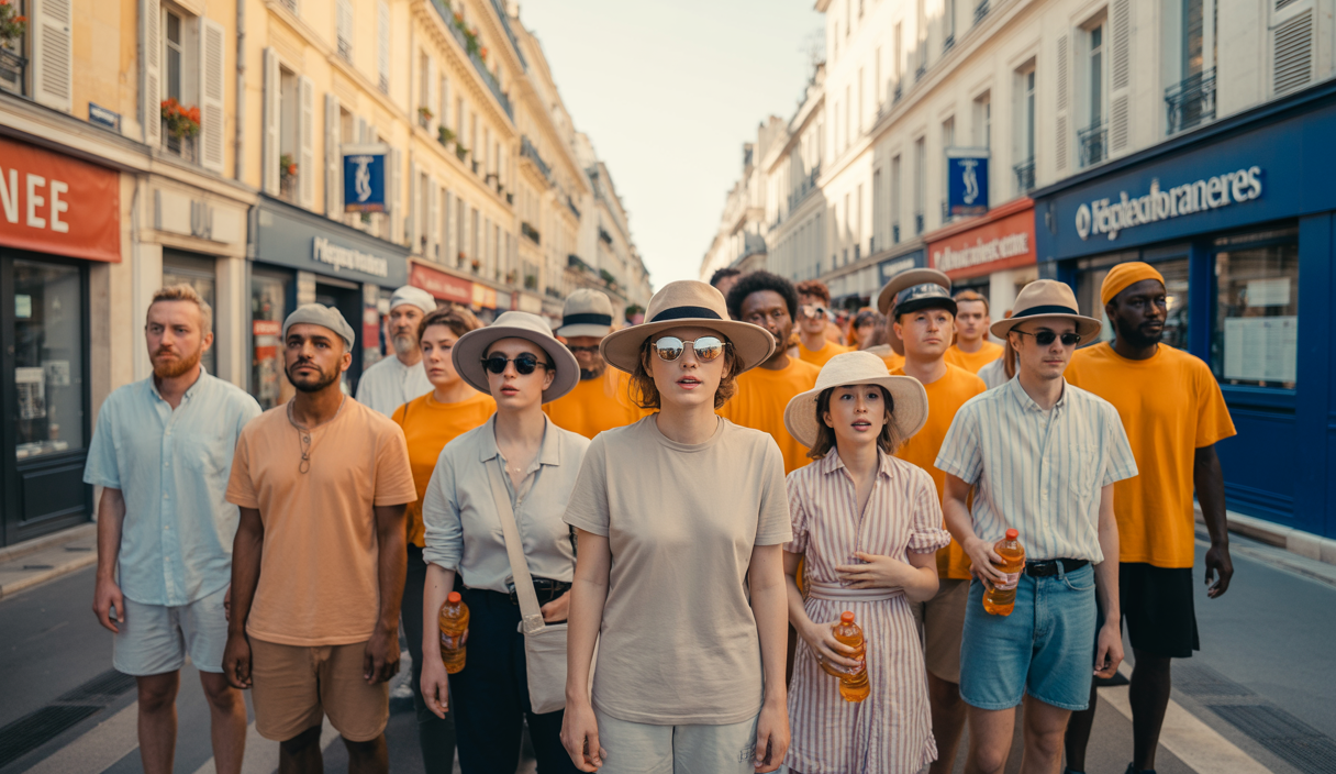 Une vague de chaleur intense touche la France avec 14 départements en vigilance orange, montrant des habitants sur le vif, prêts à affronter la canicule.