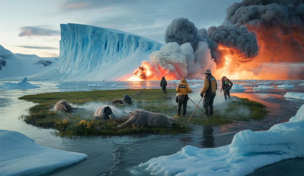 Illustration d'une catastrophe environnementale au Canada liée au changement climatique
