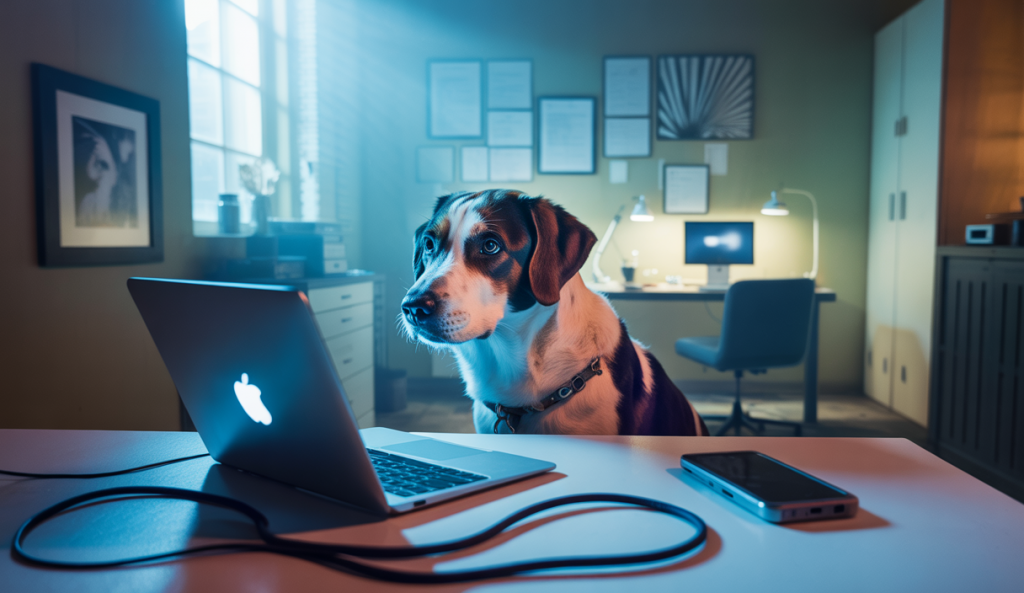 Chien détecteur de données en action dans une enquête judiciaire