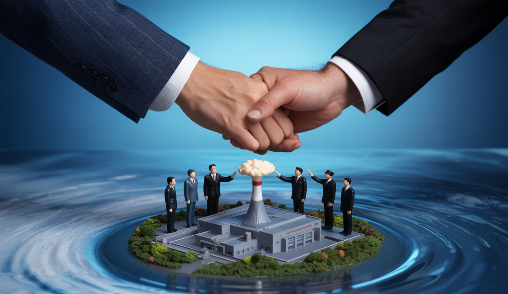 Image symbolique de coopération entre la Chine et le Japon sur la gestion des eaux de Fukushima.