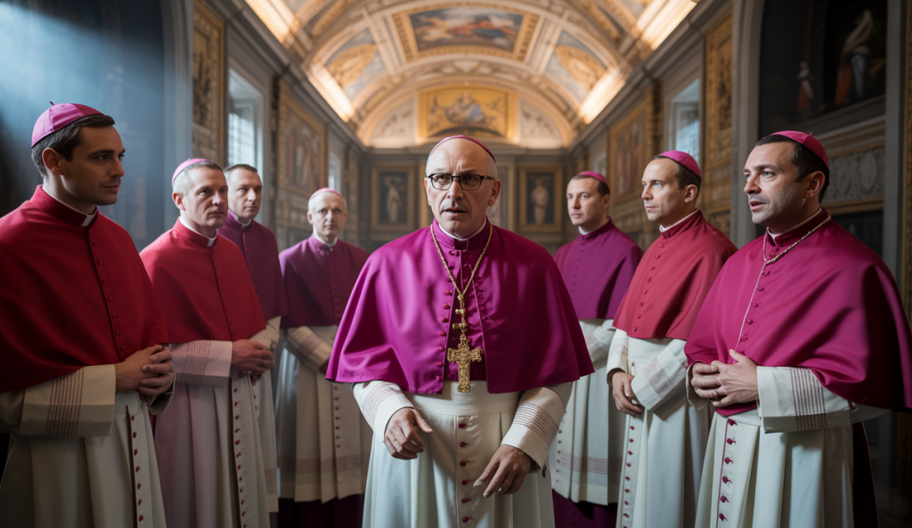 Image représentant l'atmosphère solennelle et intense du conclave papal de 2025 au Vatican.