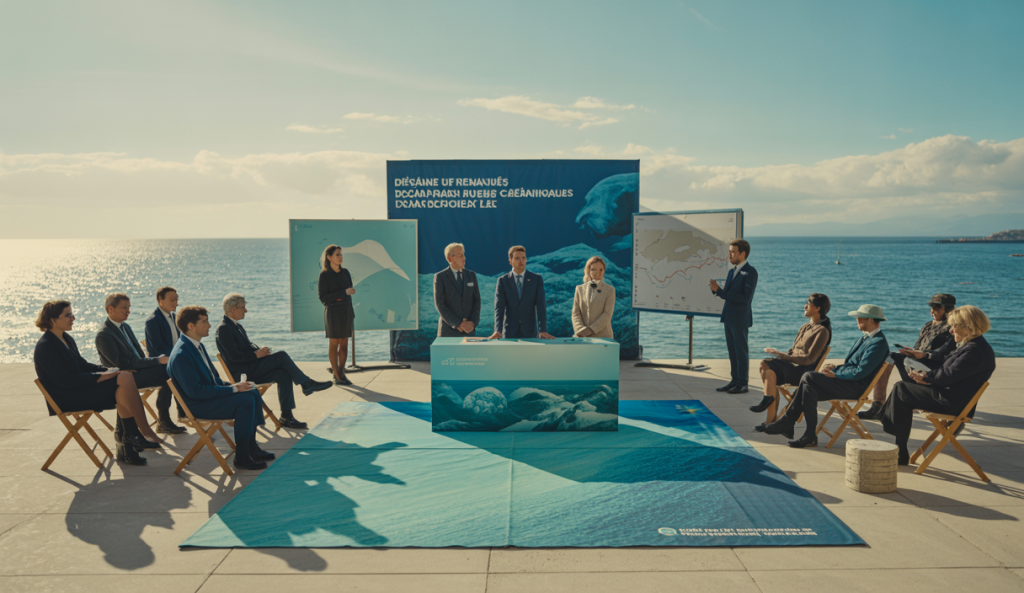 Image illustrant la conférence mondiale sur les océans avec un accent sur la durabilité.