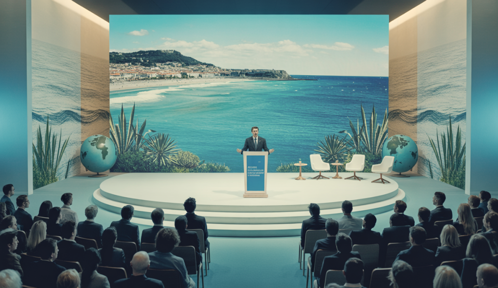 Vue artistique de la Conférence des Nations Unies sur l'Océan à Nice en 2025