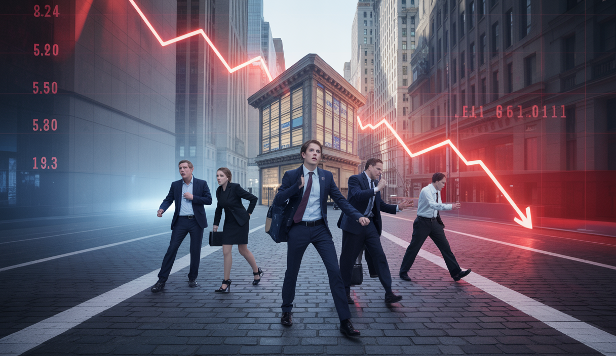 Illustration dramatique de Wall Street en déclin