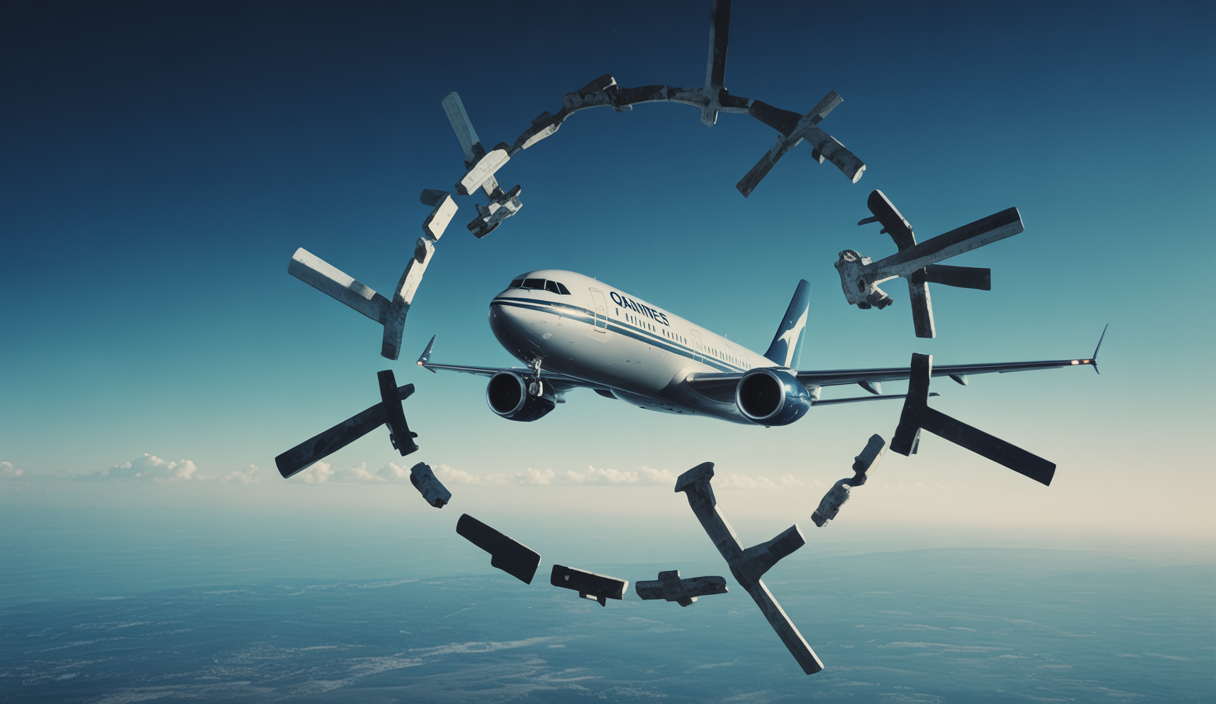 Débris de fusée SpaceX au-dessus d'un avion Qantas en vol.