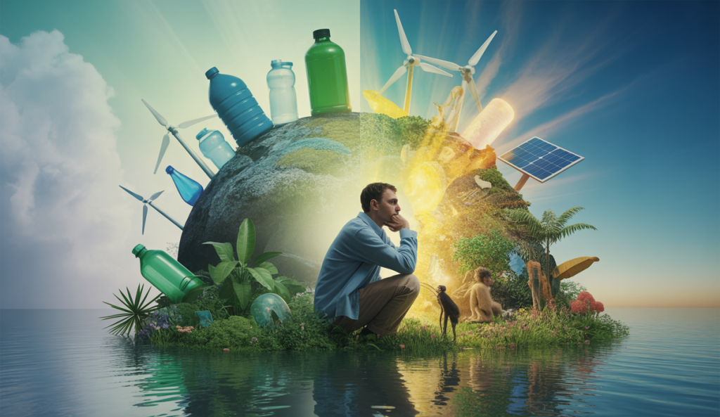 Illustration des défis environnementaux mondiaux et solutions futures