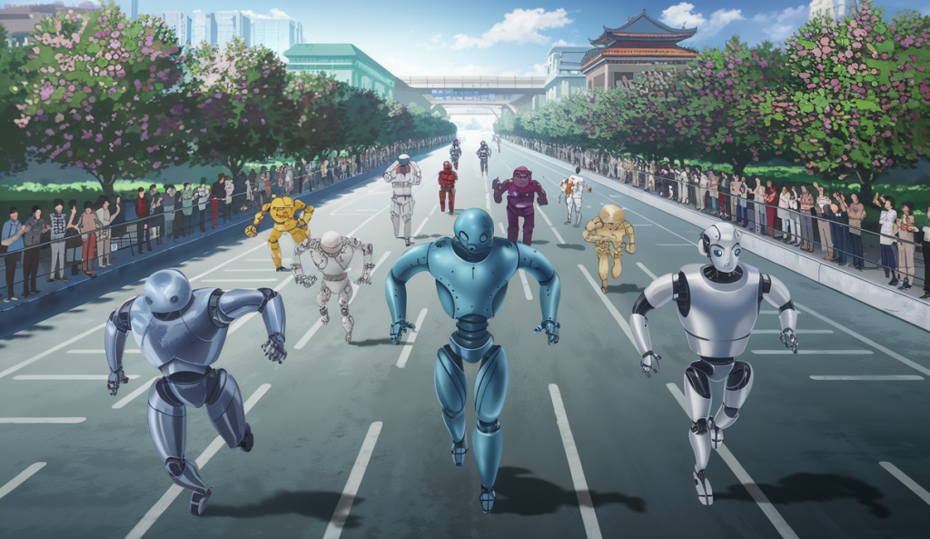 Robots participant au demi-marathon de Beijing