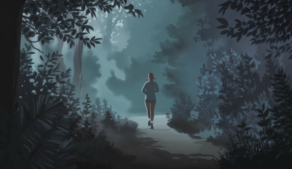 Illustration poignante évoquant la disparition d'une joggeuse en France