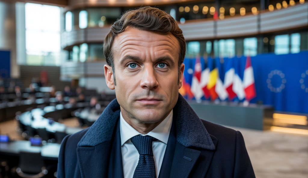Emmanuel Macron en train de parler lors d'une conférence de presse sur la médiation européenne entre l'Iran et Israël