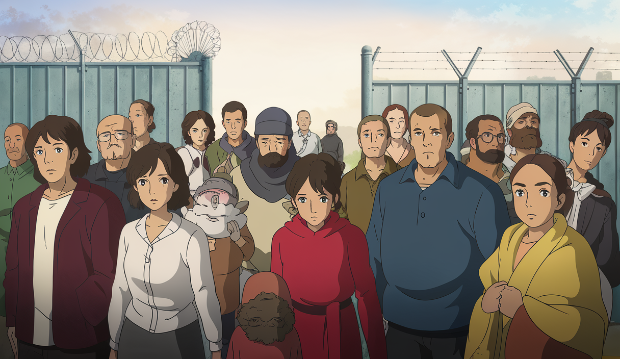 Portrait poignant représentant le défi des droits des migrants