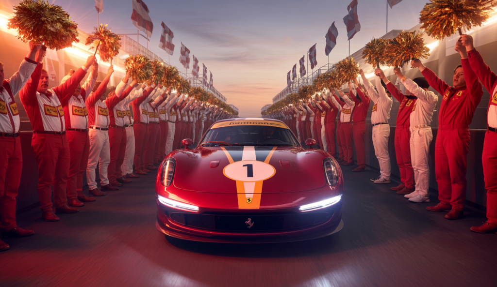 Ferrari célèbre sa victoire historique aux 24 Heures du Mans 2025.