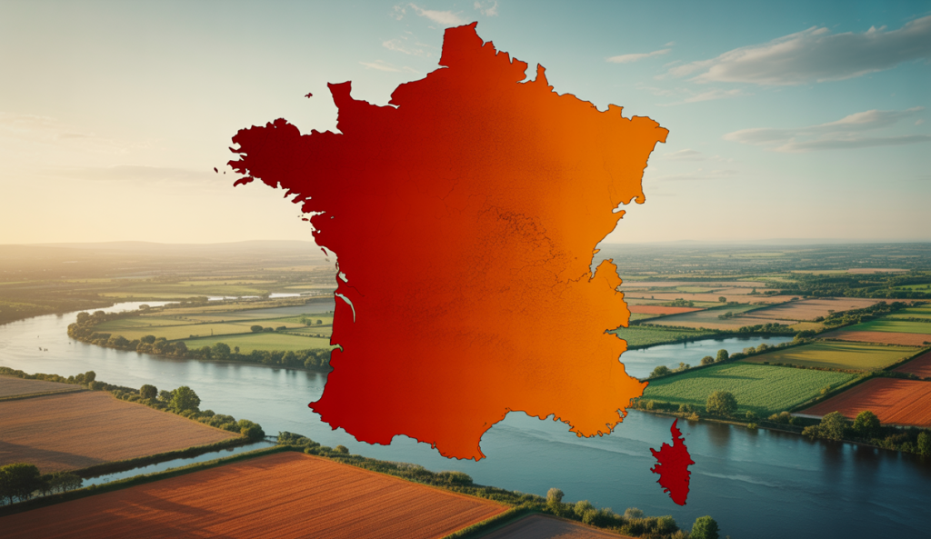 Carte de la France en 2050 montrant une majorité du territoire sous tension hydrique sévère due au dérèglement climatique