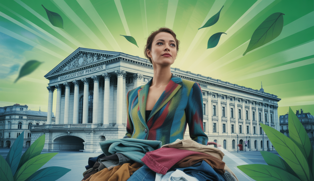 Illustration représentant l'adoption d'une loi française contre l'impact environnemental de la fast fashion