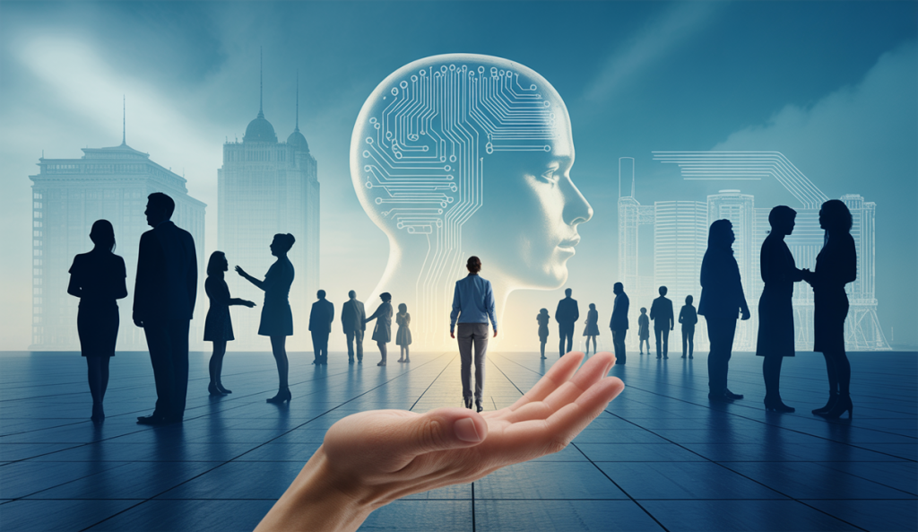 Illustration représentant les enjeux éthiques et la gouvernance de l'intelligence artificielle.