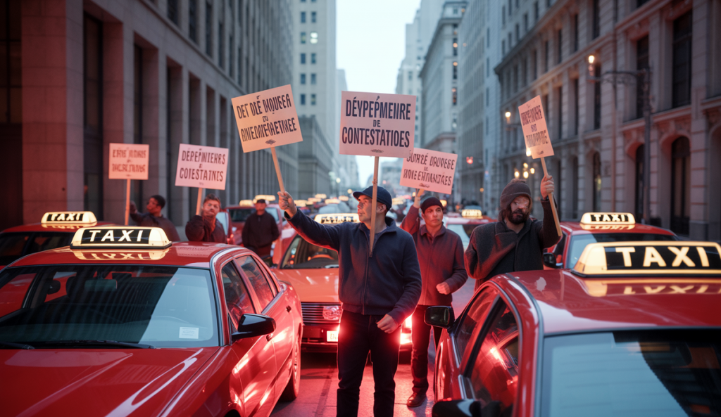 Manifestation de chauffeurs de taxi devant le ministère des Transports