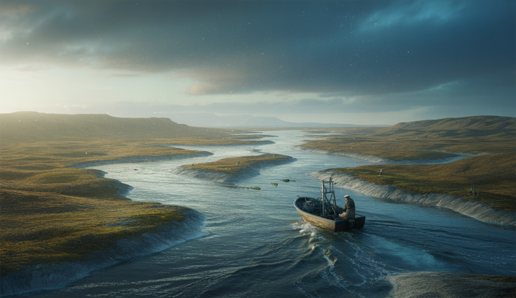 Vue spectaculaire sur la mer Caspienne illustrant son assèchement