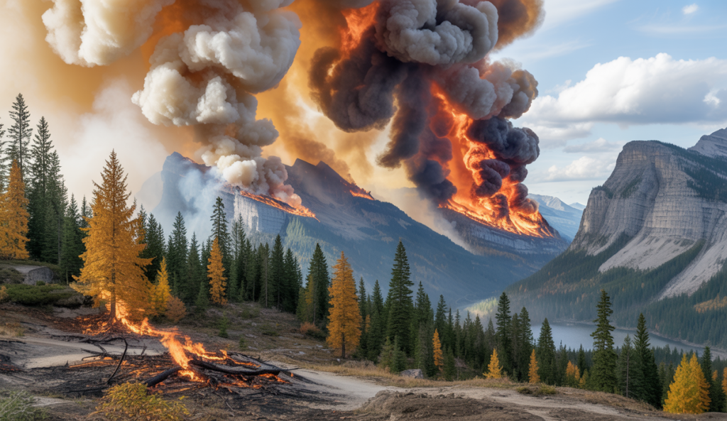 Paysages de Suisse et du Canada touchés par le changement climatique