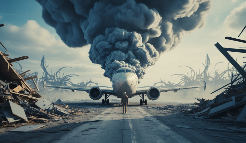 Illustration dramatique d'un crash aérien poignant