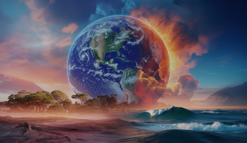 Image représentant les effets du changement climatique sur la planète