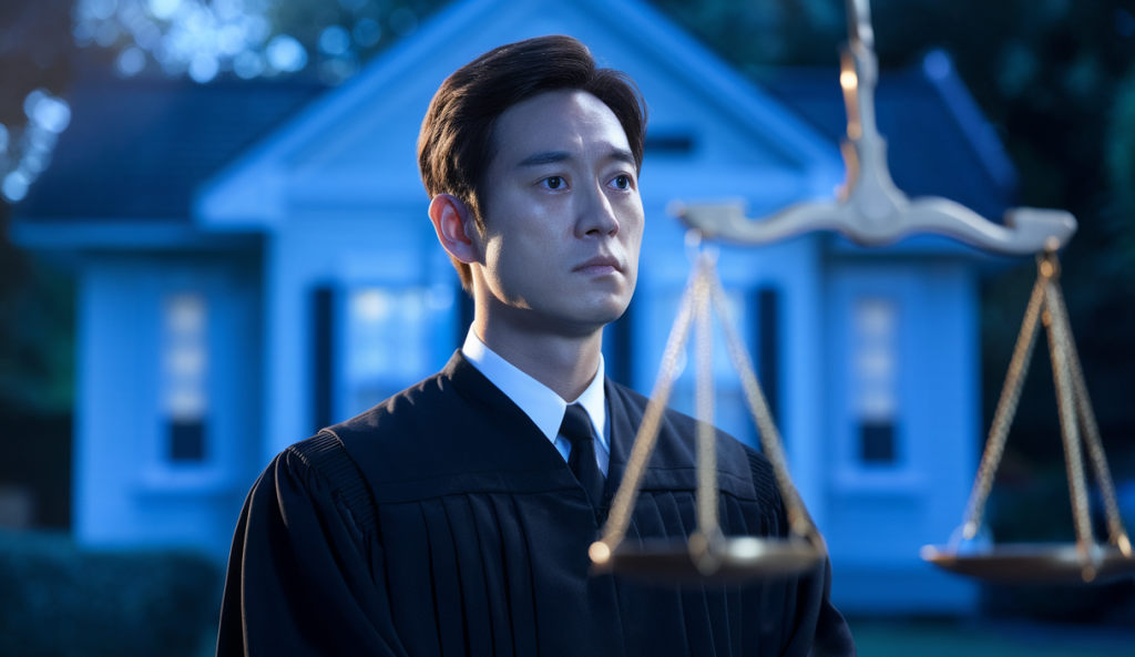 Image représentant l'inculpation de l'ex-président sud-coréen, avec des éléments illustrant la gouvernance et la transparence en Corée du Sud.