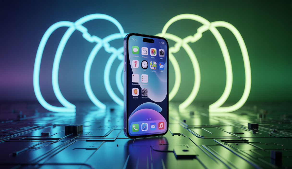 Illustration futuriste du design innovant d'iOS 26