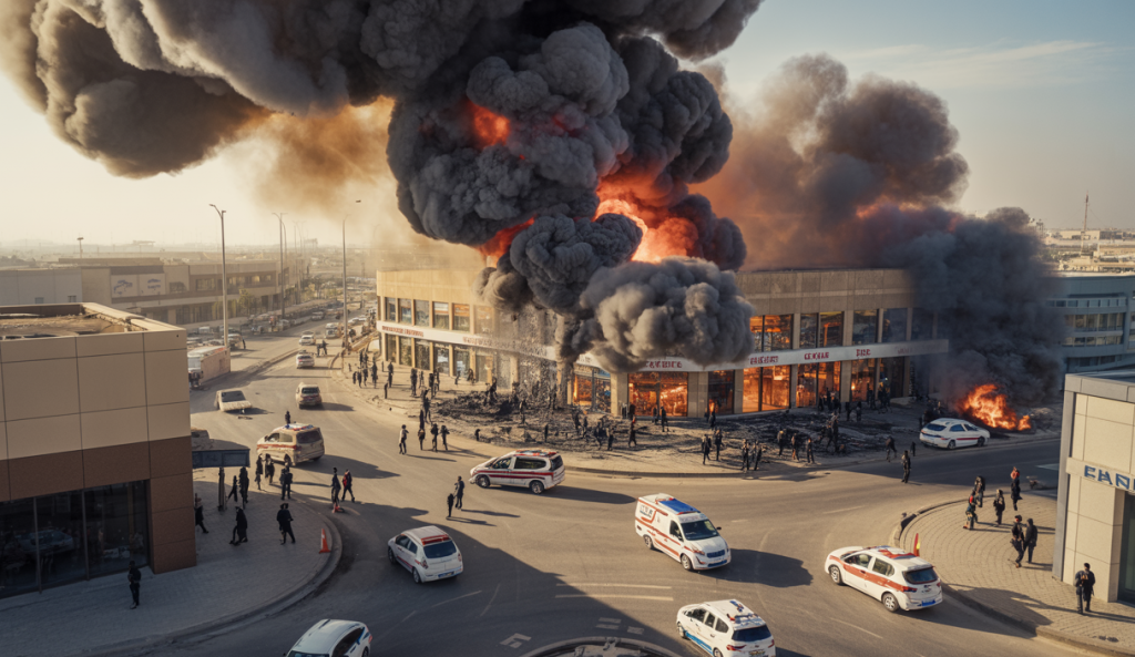 Incendie dévastateur dans un centre commercial à Kut, Irak