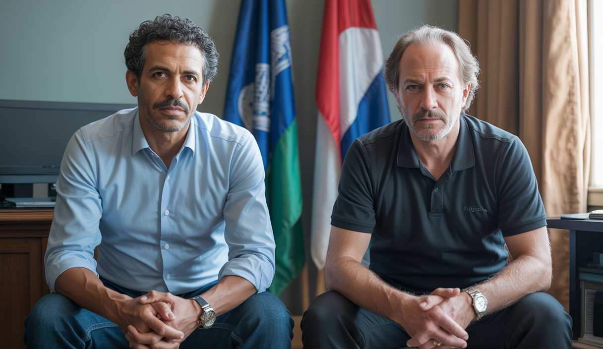 Portraits de Mahmoud Khalil et Sergueï Tikhanovski, deux figures marquantes récemment libérées, symbolisant un tournant pour la liberté d'expression.