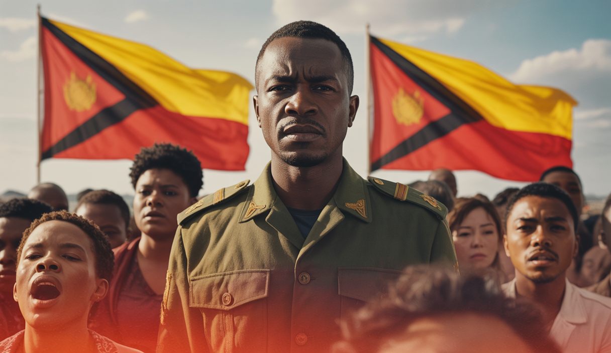 Assimi Goïta représentant son contrôle accru du Mali dans une illustration saisissante