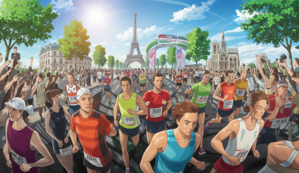Coureurs participants au Marathon de Paris 2025 passant devant des monuments emblématiques
