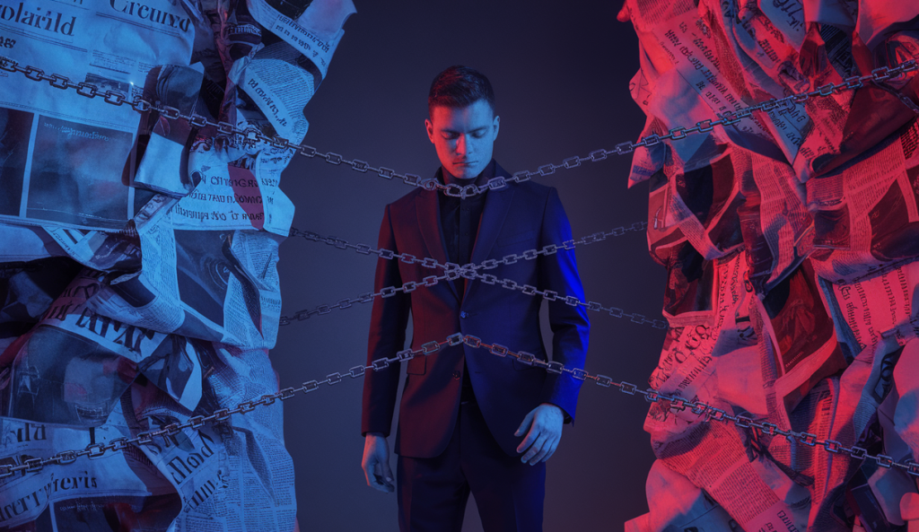 Illustration des menaces sur la liberté de la presse en 2025