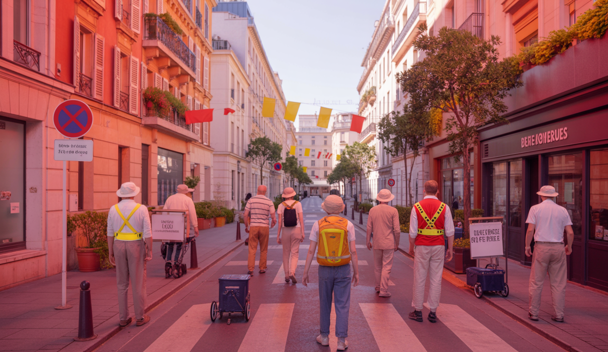 Personnes âgées et travailleurs protégés contre la canicule 2025 en France avec des mesures d'urgence et dispositifs de prévention