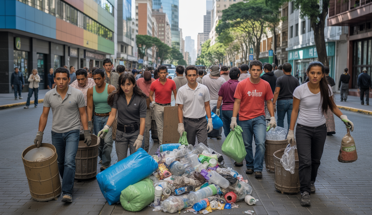 Des habitants de Bogota mobilisés en grand nombre nettoient des déchets plastiques dans la ville, symbolisant une forte prise de conscience écologique en Colombie