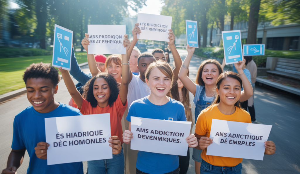 Jeunes mobilisés contre l'addiction aux smartphones