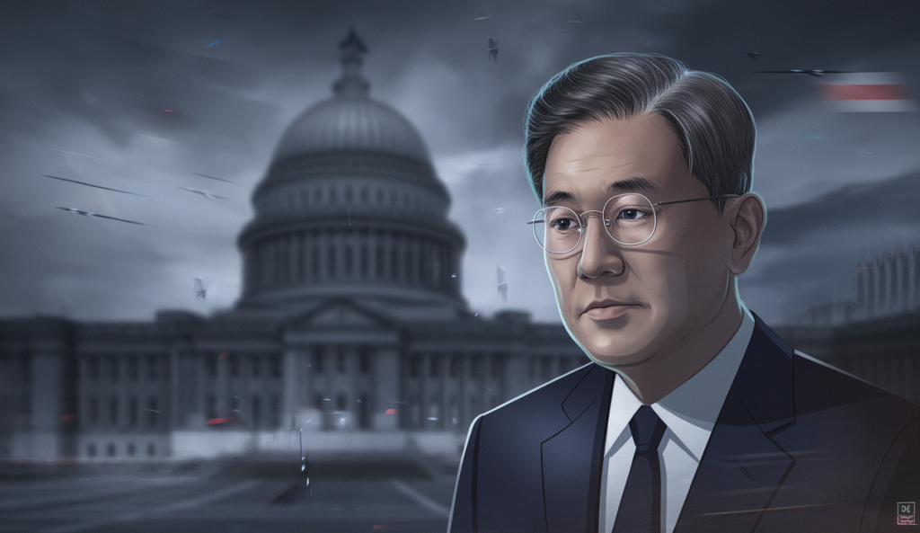 Portrait dramatique de l'ex-président Moon Jae-in en contexte de controverse politique