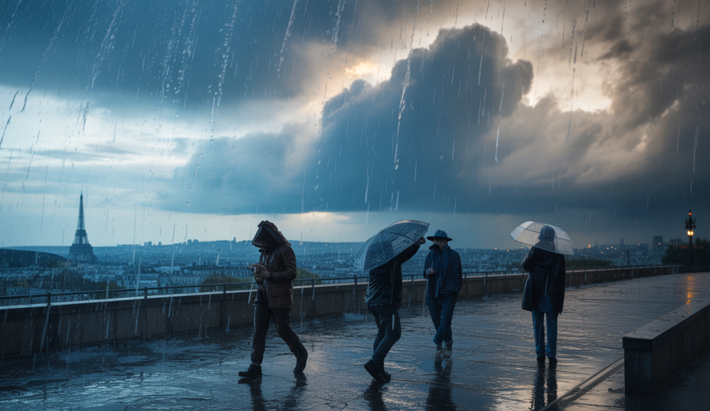 Image saisissante des orages violents en France