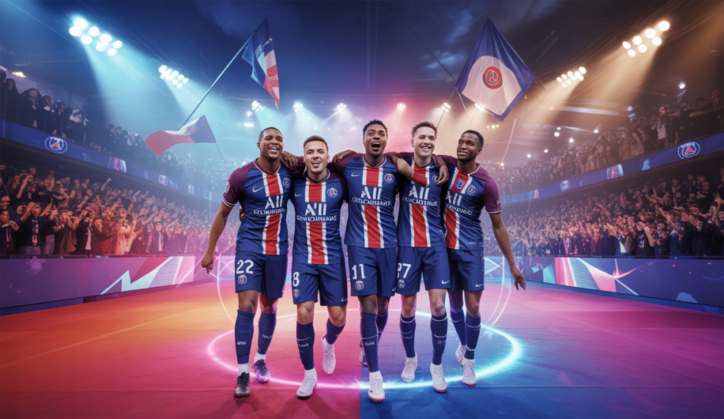 Célébration triomphante de la victoire en Ligue des Champions du PSG