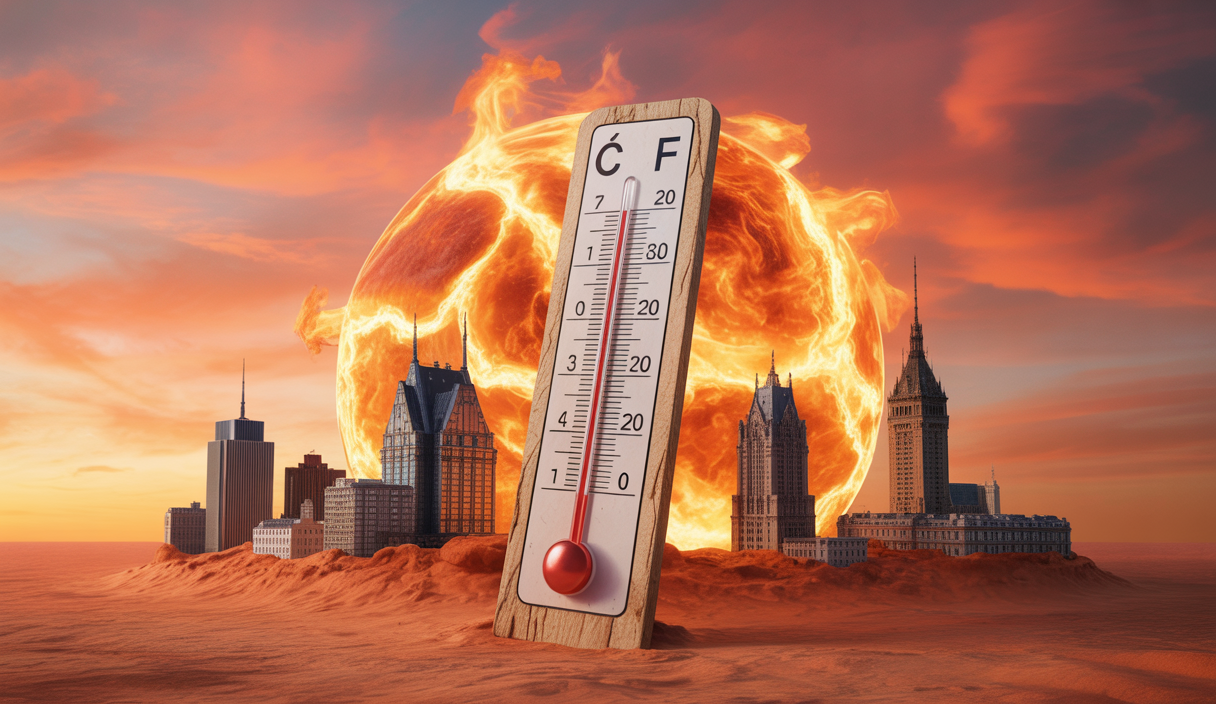 Illustration sur la chaleur record en France mettant en avant l'urgence climatique.