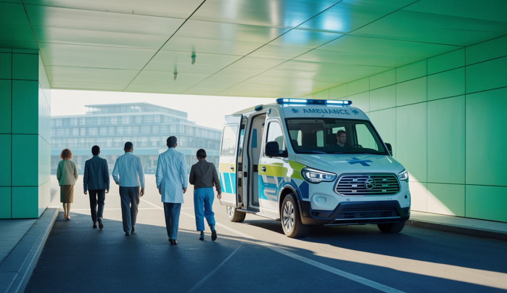 Illustration de la réforme du transport des patients par l'Assurance Maladie en France.
