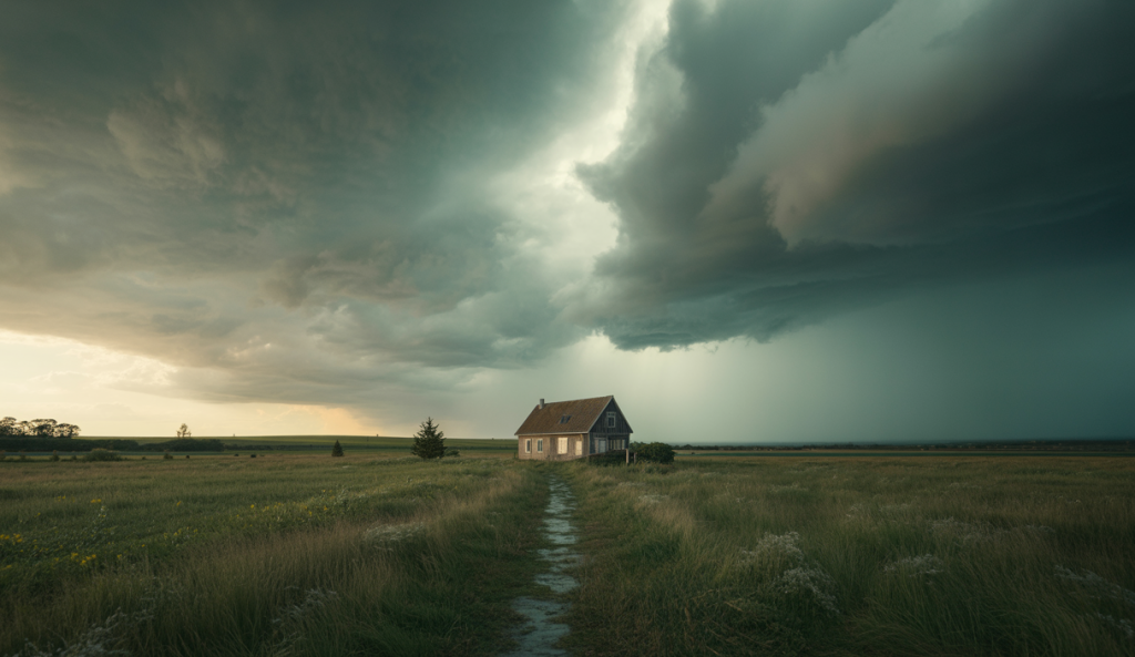 Représentation artistique de l'orage en vigilance orange
