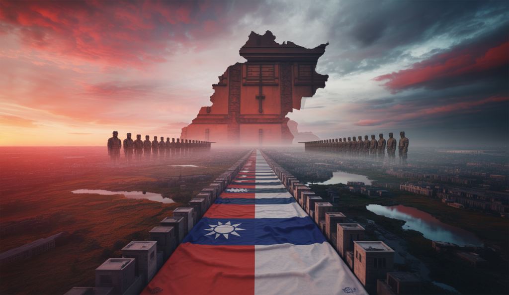 Illustration dramatique de la crise géopolitique entre la Chine et Taïwan