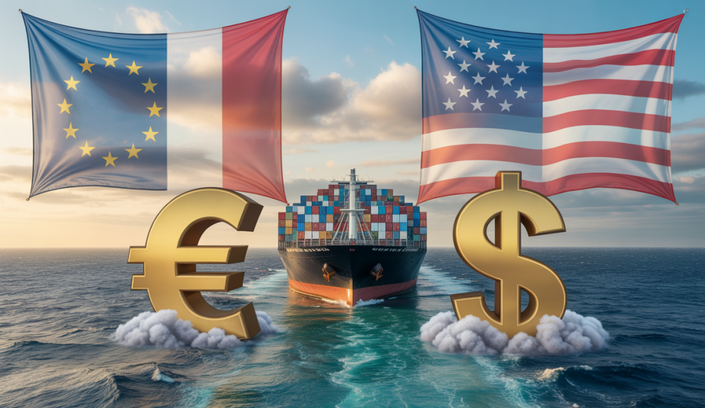Illustration des tensions commerciales entre l'Union européenne et les États-Unis