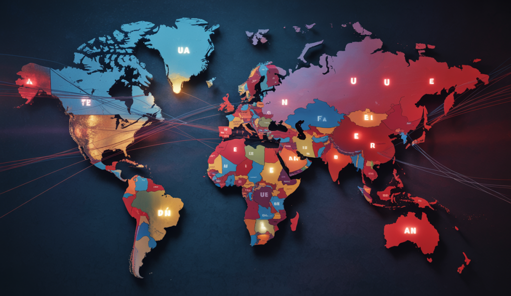 Illustration intense des tensions géopolitiques en 2025