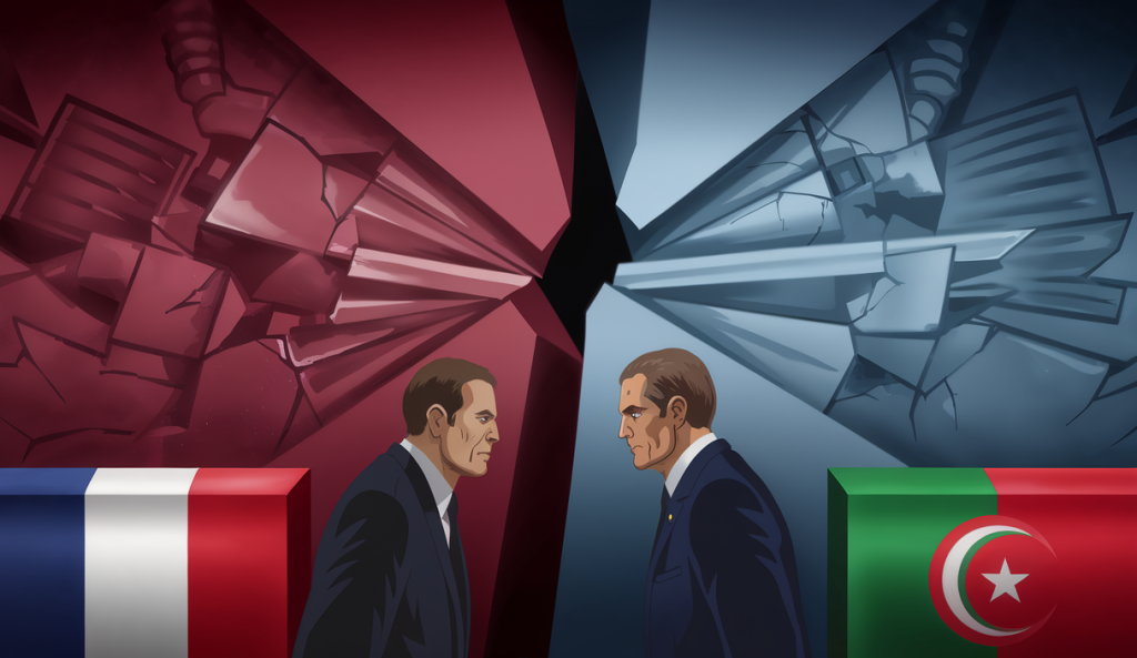 Illustration symbolique des tensions diplomatiques actuelles entre la France et l'Algérie