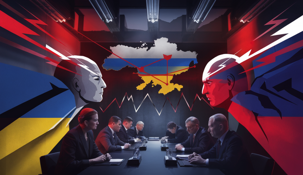 Scène intense du conflit russo-ukrainien avec implications diplomatiques