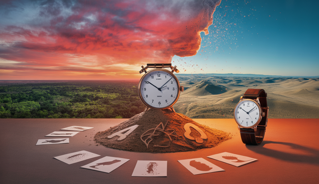 Image saisissante symbolisant l'urgence climatique avec des couleurs saturées et une atmosphère dramatique