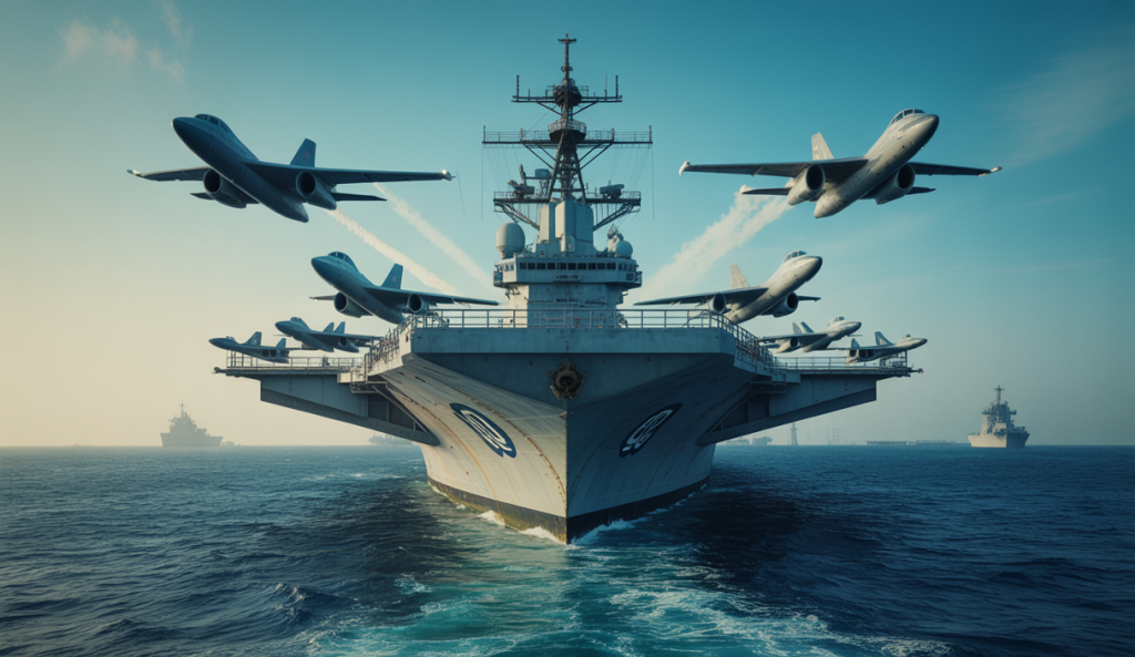 Le groupe aéronaval USS Gerald R. Ford naviguant en Méditerranée pour une mission de dissuasion